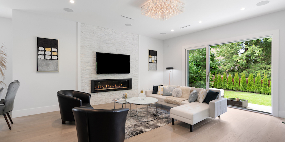 White and black living room